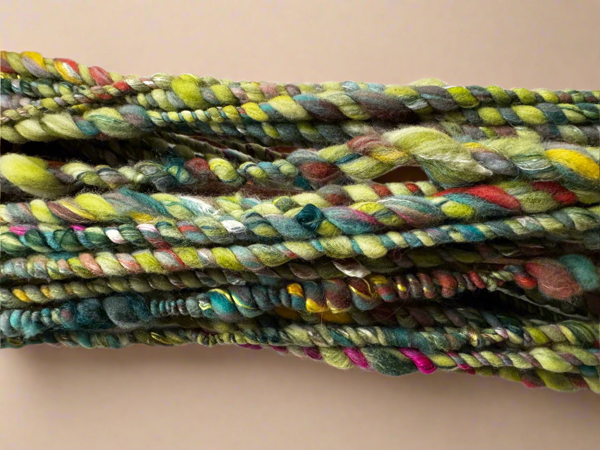 Hand Spun Trip Yarn | Super Bulky Wool & Silk Blend