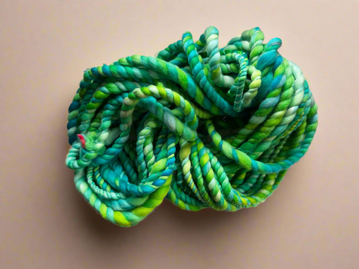 Hand Spun Fern Gully Yarn | Super Bulky Merino Wool