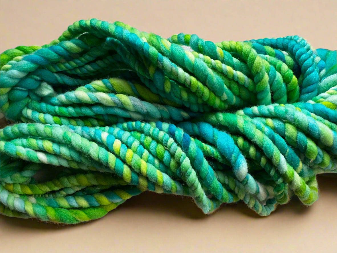 Hand Spun Fern Gully Yarn | Super Bulky Merino Wool