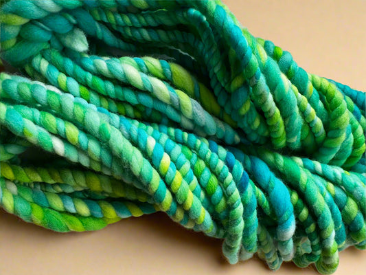 Hand Spun Fern Gully Yarn | Super Bulky Merino Wool