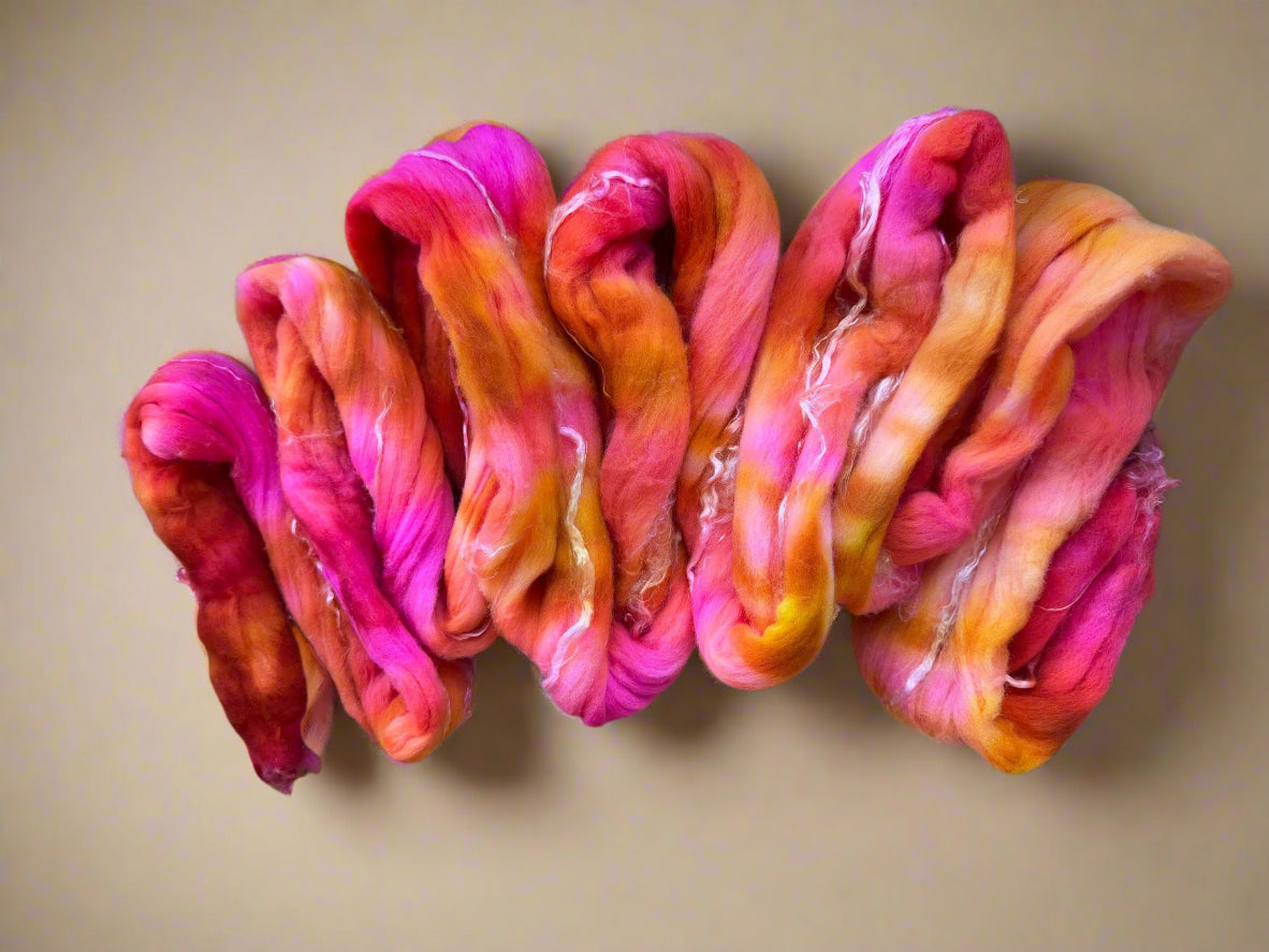Hand-Dyed Fiber Braids | Soft & Vibrant Spinning Fiber