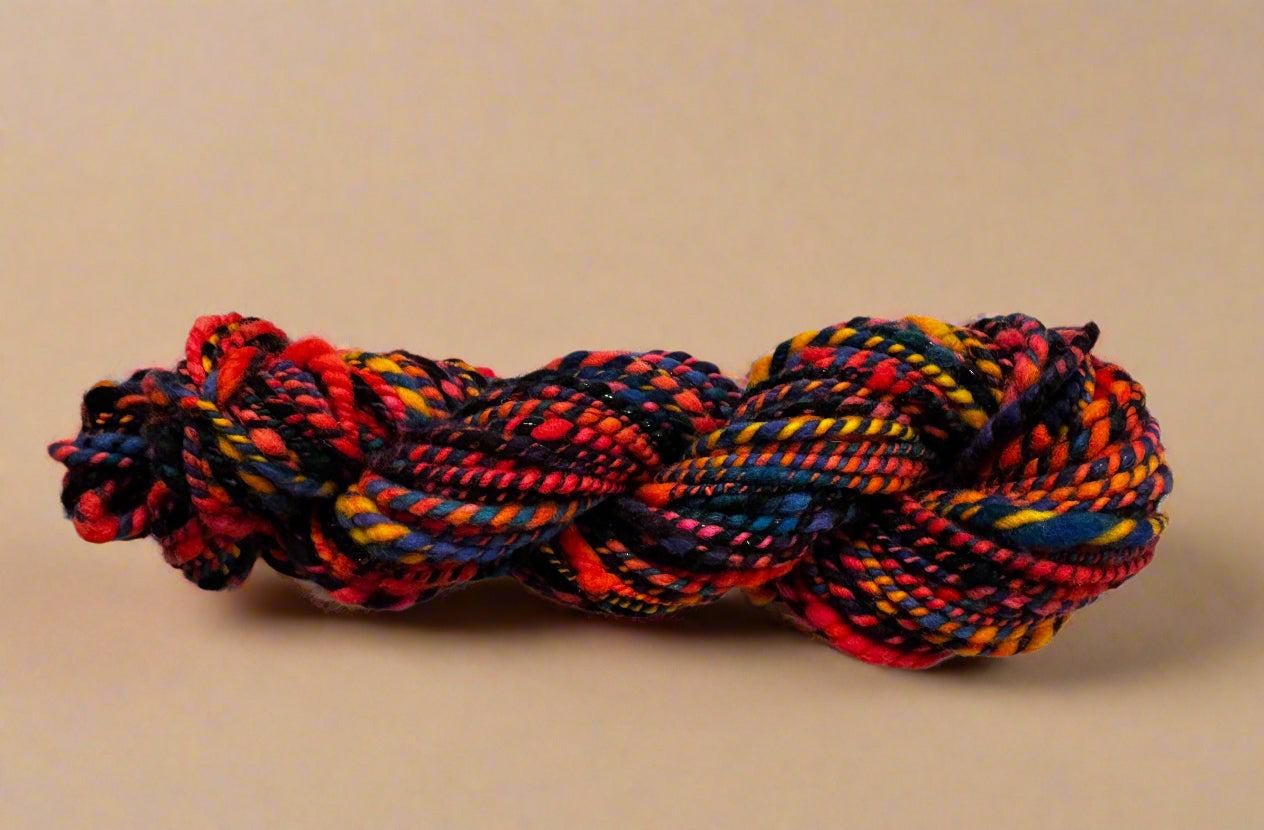 Hand Spun Neon City Yarn | Aran Weight Wool Blend