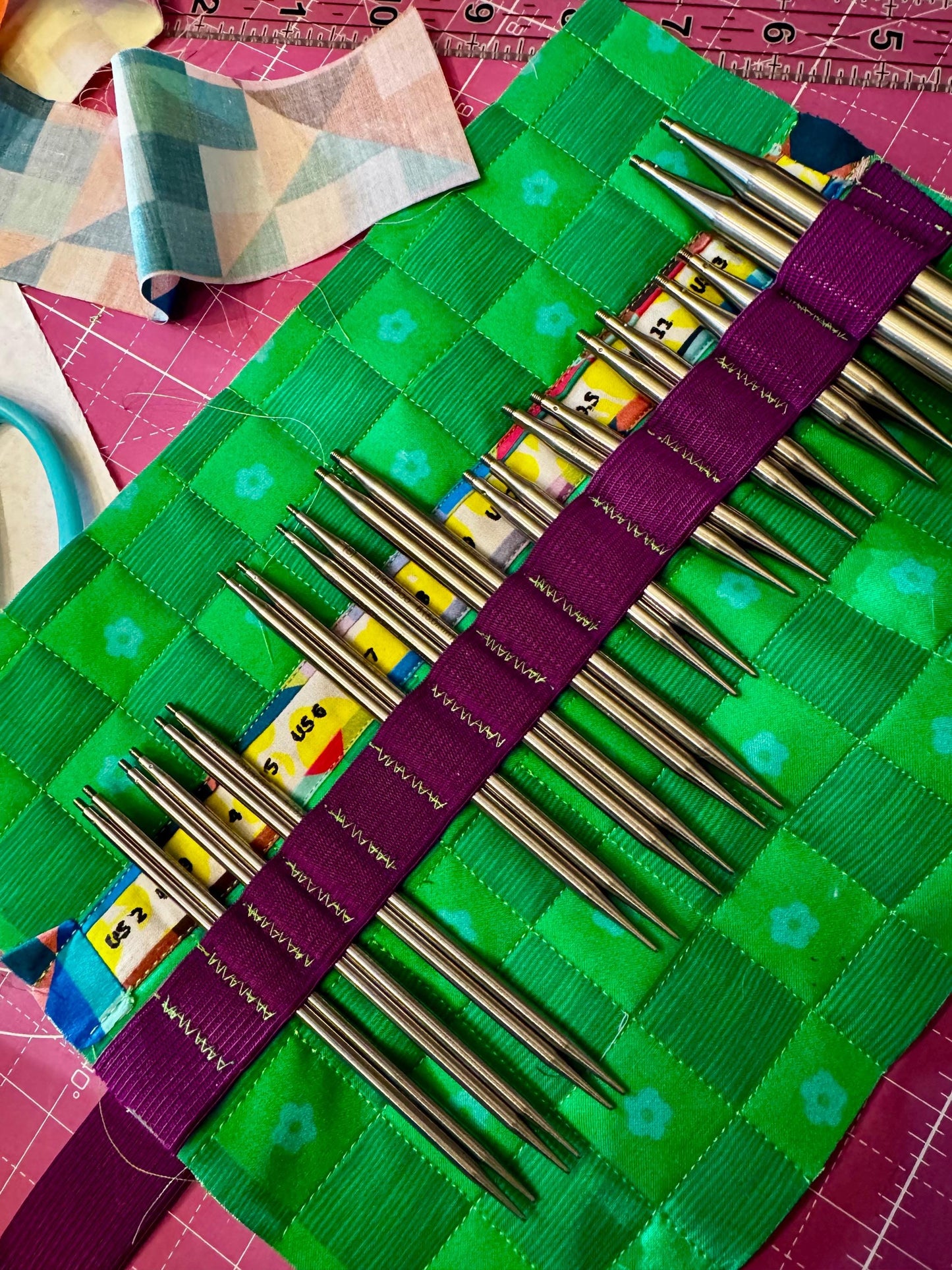 Handmade interchangeable knitting needle case US size 000-15 for Chiaogoo or similar