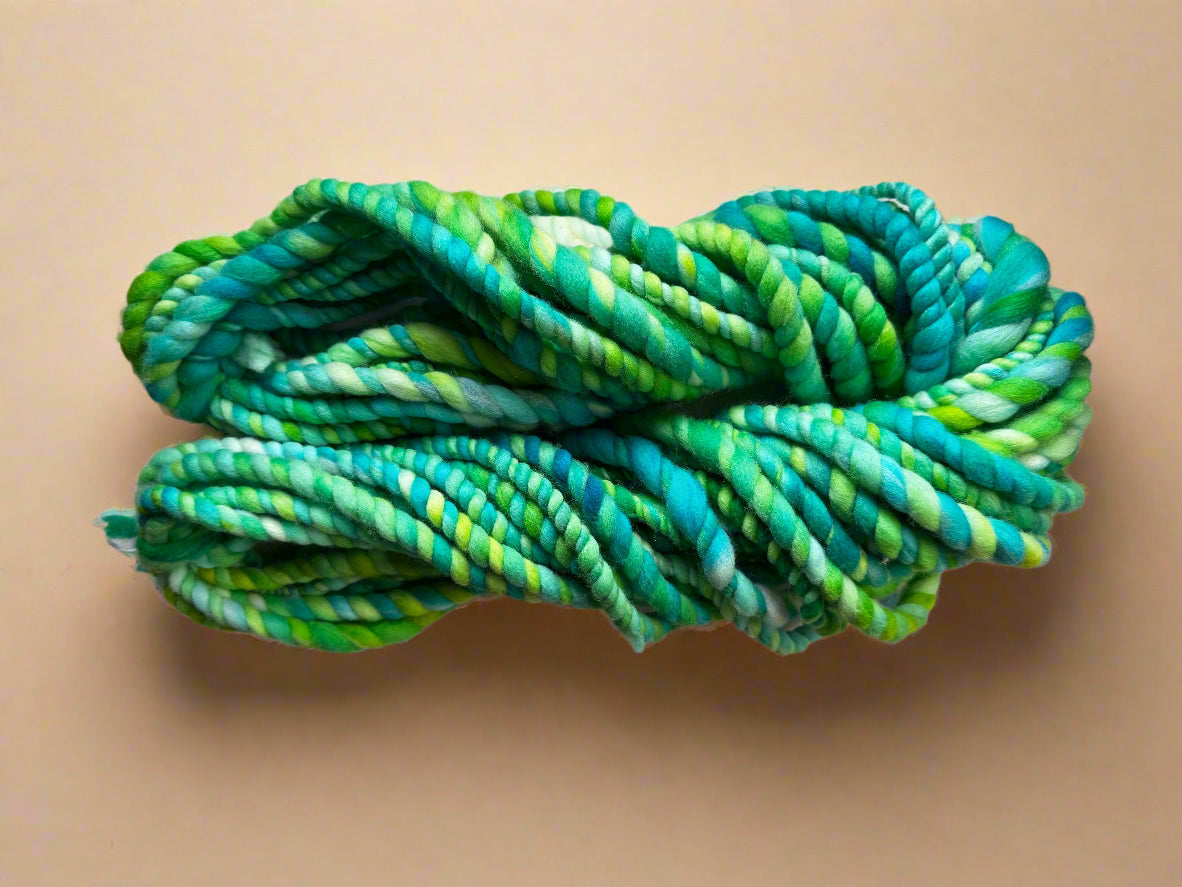 Hand Spun Fern Gully Yarn | Super Bulky Merino Wool