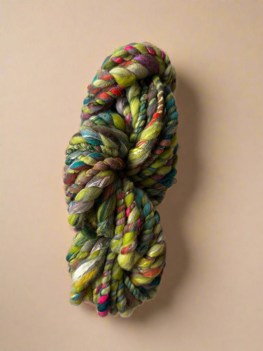 Hand Spun Trip Yarn | Super Bulky Wool & Silk Blend