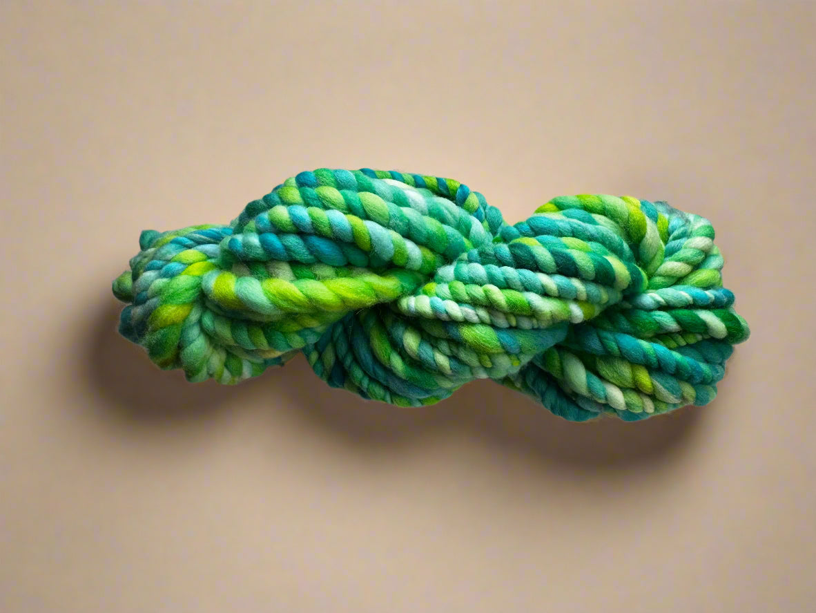 Hand Spun Fern Gully Yarn | Super Bulky Merino Wool