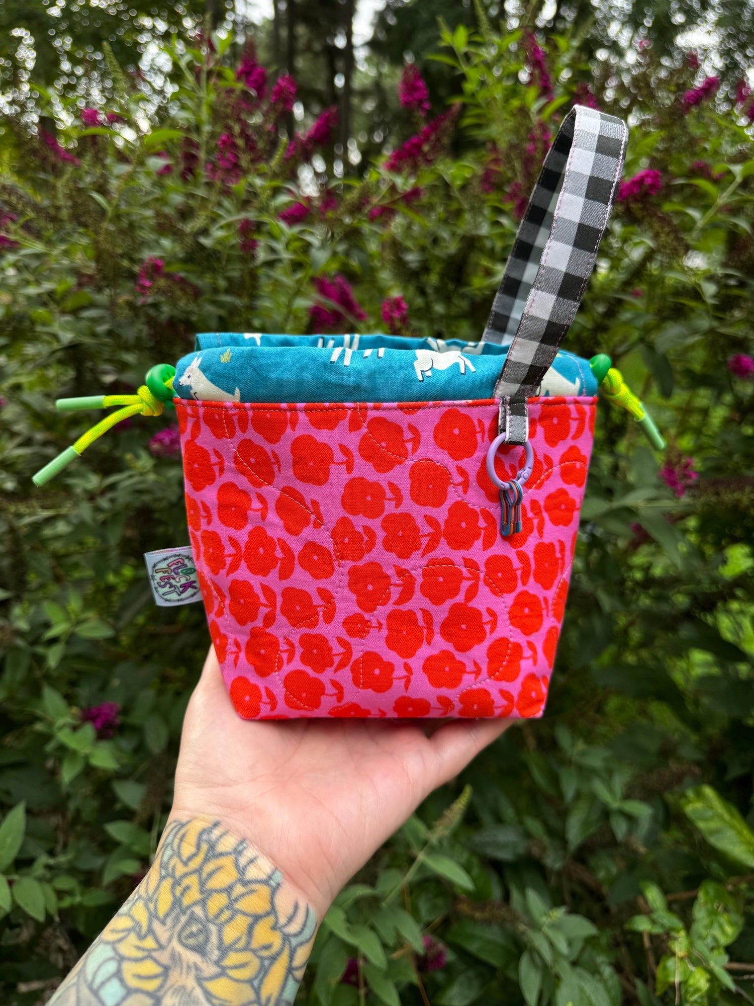 Ready 2 ship** Handmade quilted knitting or crochet project bag and yarn bowl