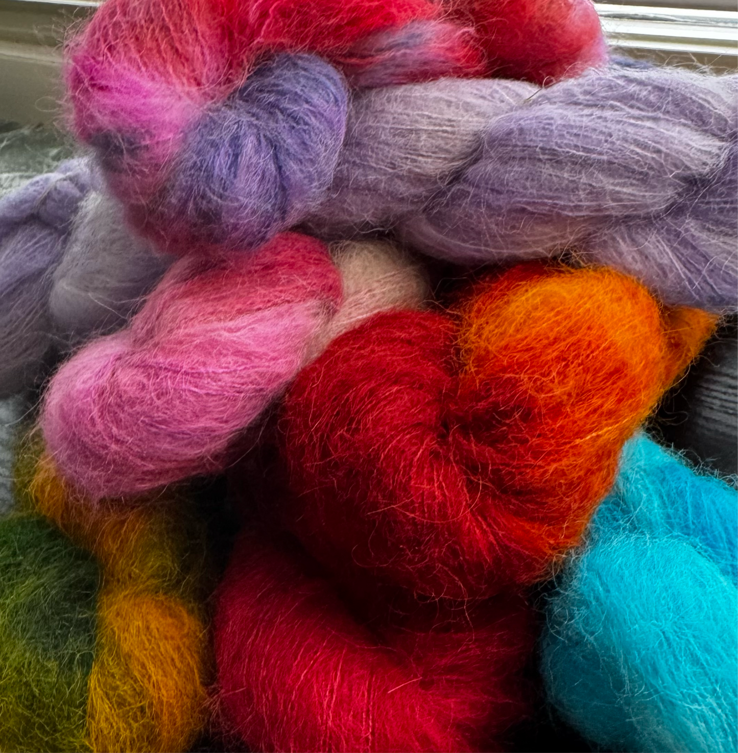 Fluffy Suri Alpaca silk mini hanks