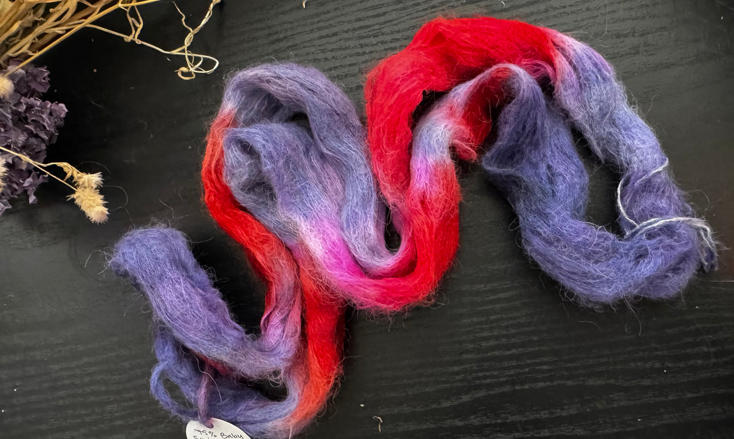 Fluffy Suri Alpaca silk mini hanks