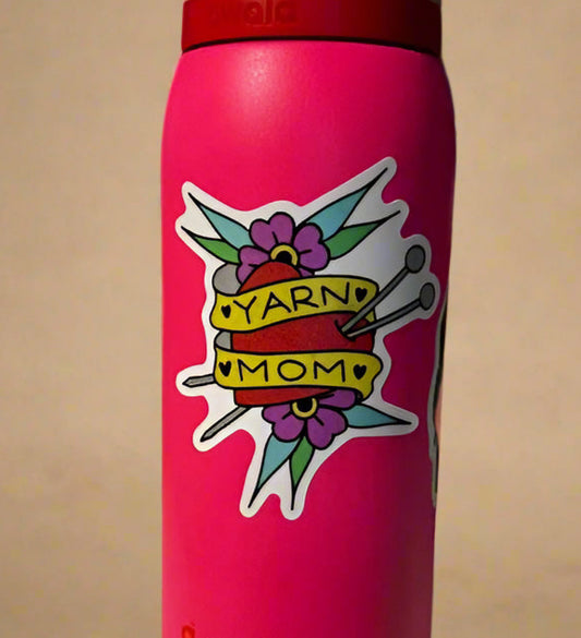Yarn Mom Sticker | Cute Vinyl Decal for Knitters & Crocheters