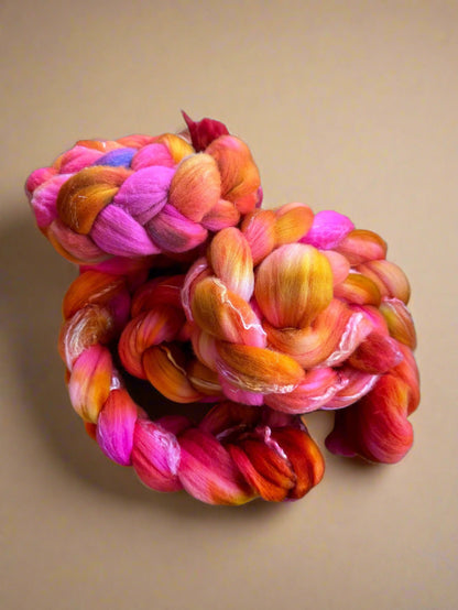 Hand-Dyed Fiber Braids | Soft & Vibrant Spinning Fiber