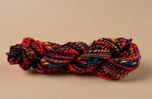 Hand Spun Neon City Yarn | Aran Weight Wool Blend