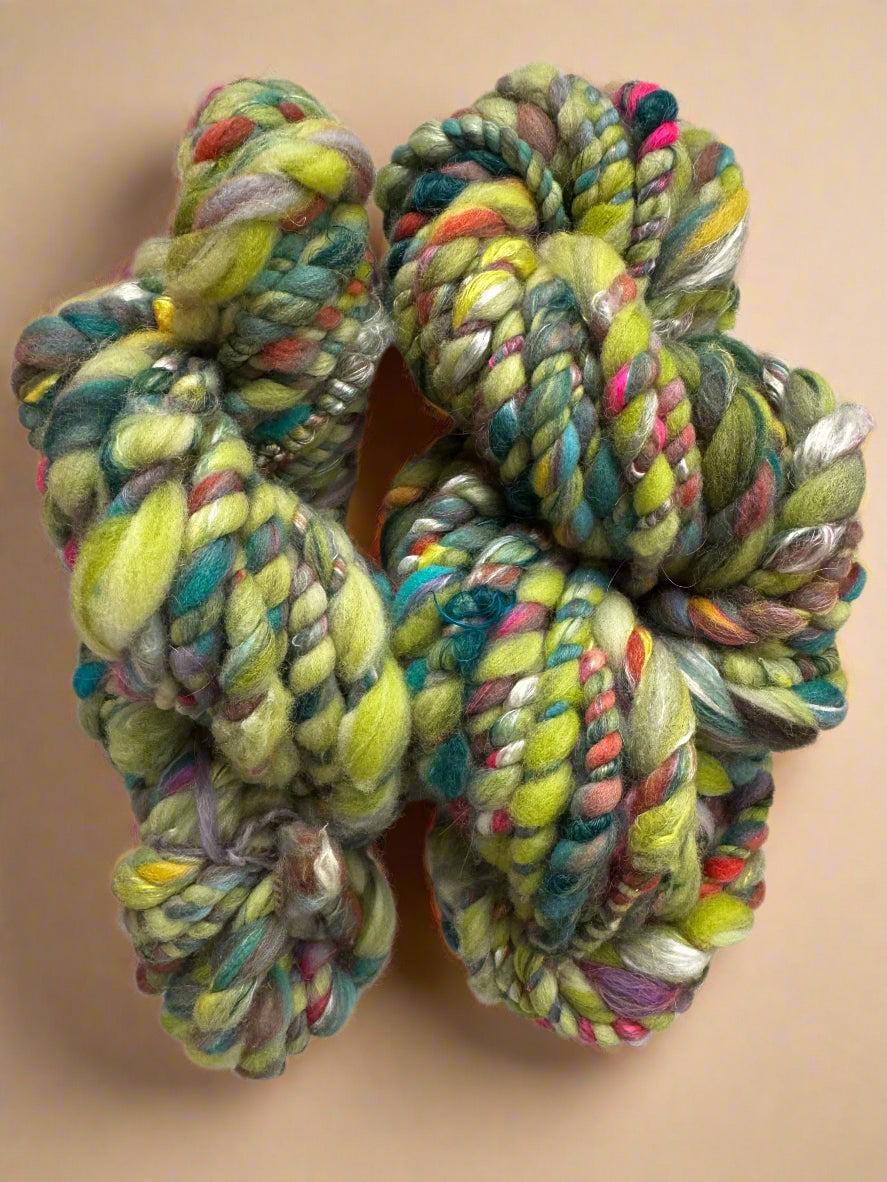 Hand Spun Trip Yarn | Super Bulky Wool & Silk Blend