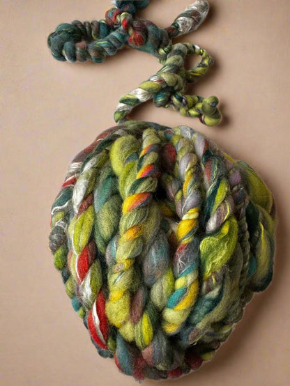 Hand Spun Trip Yarn | Super Bulky Wool & Silk Blend