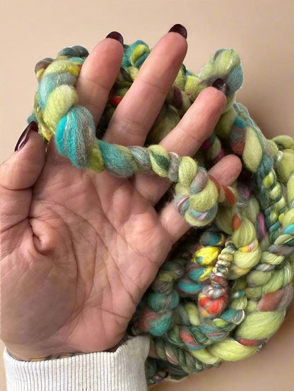 Hand Spun Trip Yarn | Super Bulky Wool & Silk Blend