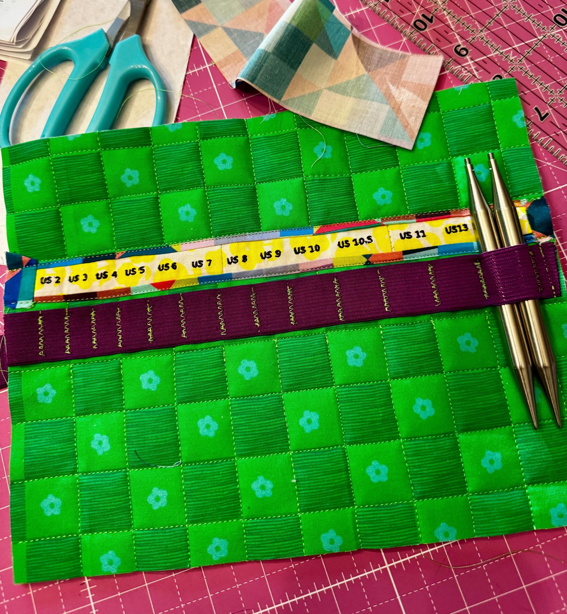 Handmade interchangeable knitting needle case US size 000-15 for Chiaogoo or similar