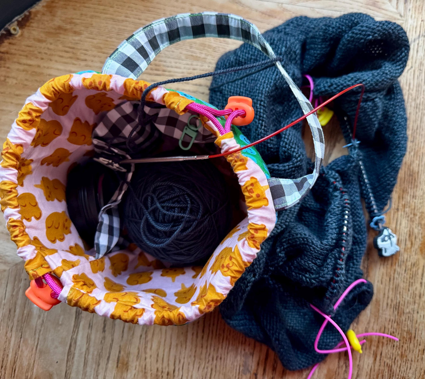 Made 2 order* Handmade quilted knitting or crochet project bag and yarn bowl