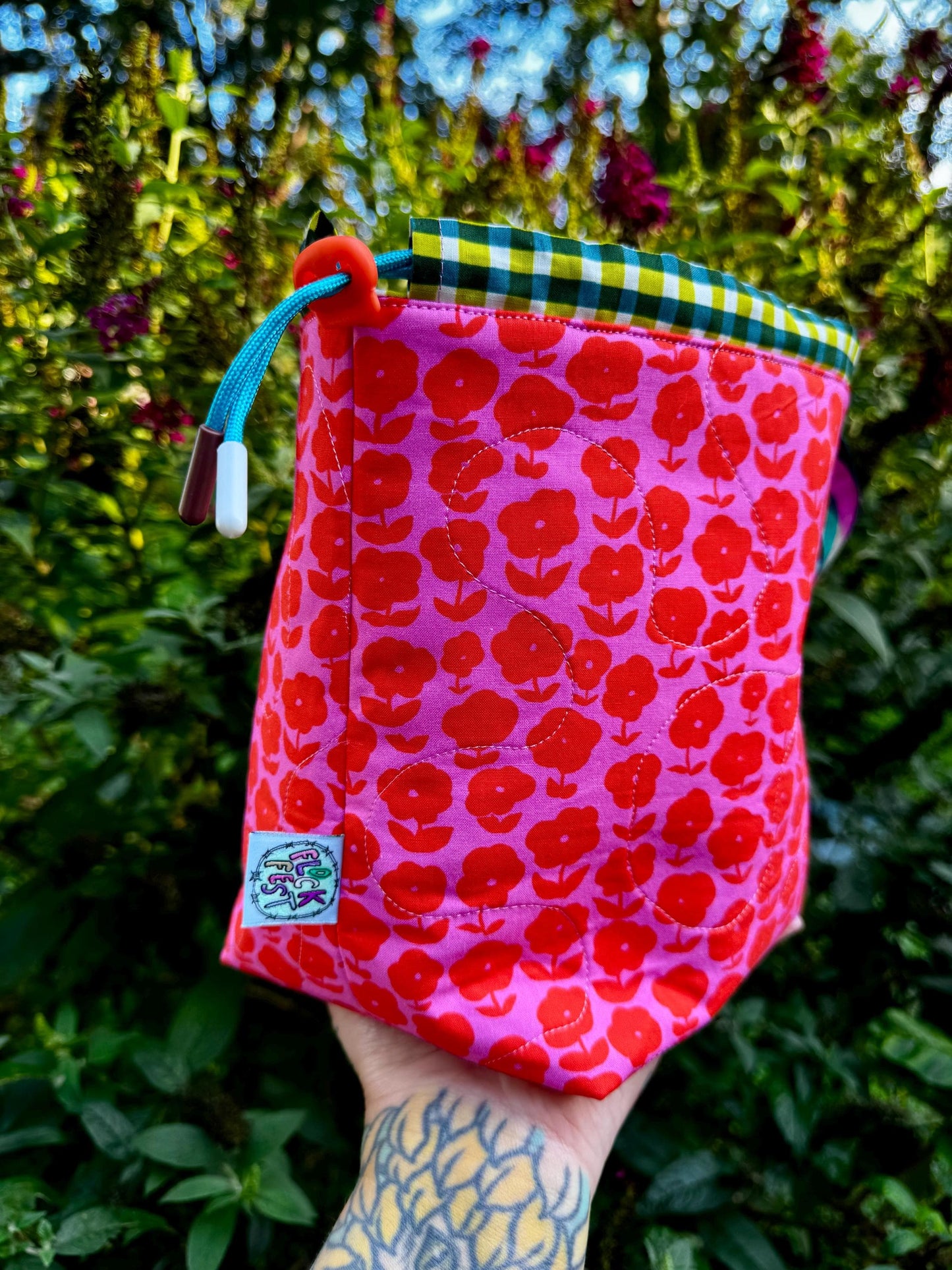 Ready 2 ship** Handmade quilted knitting or crochet project bag and yarn bowl