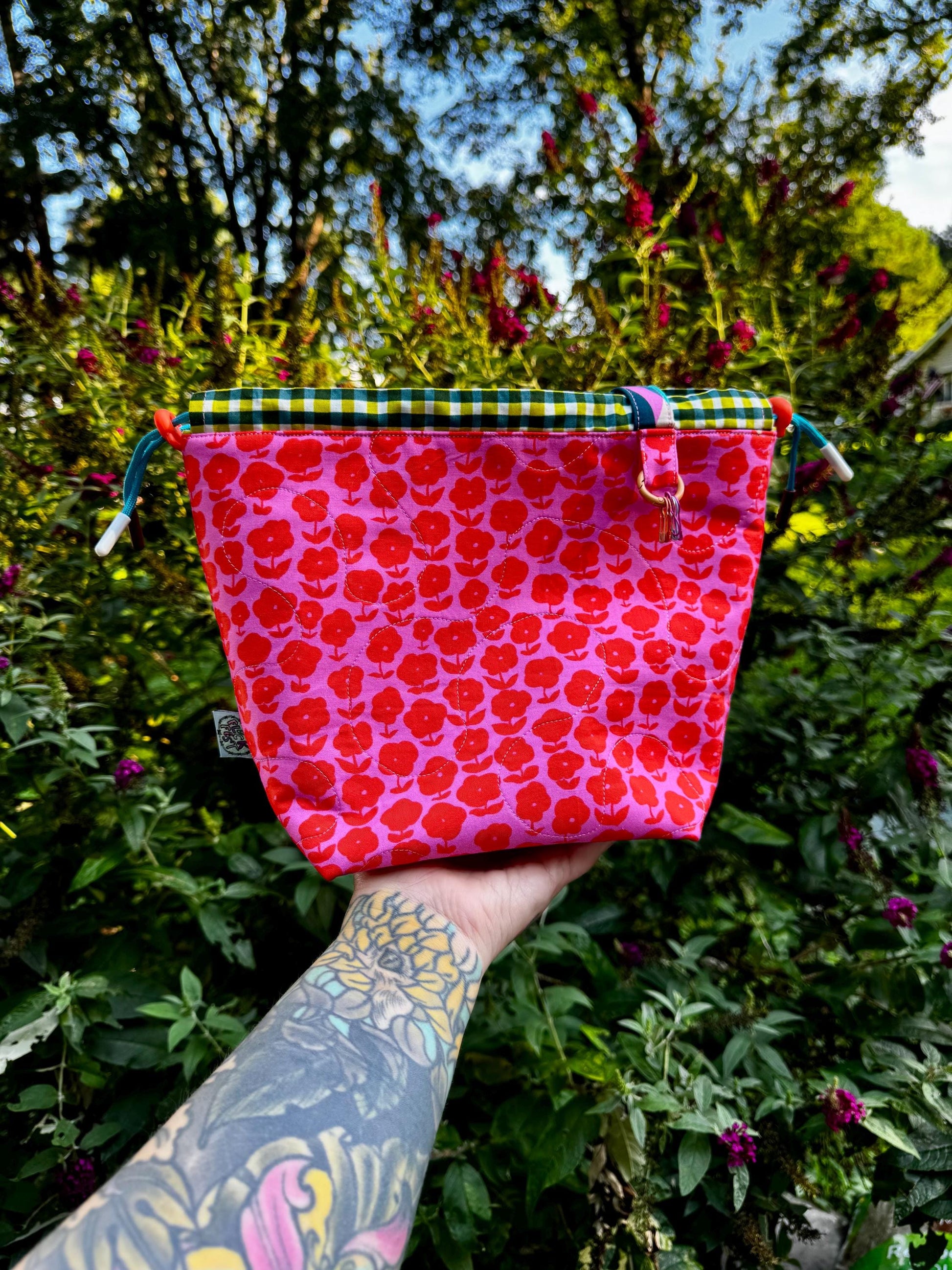Ready 2 ship** Handmade quilted knitting or crochet project bag and yarn bowl