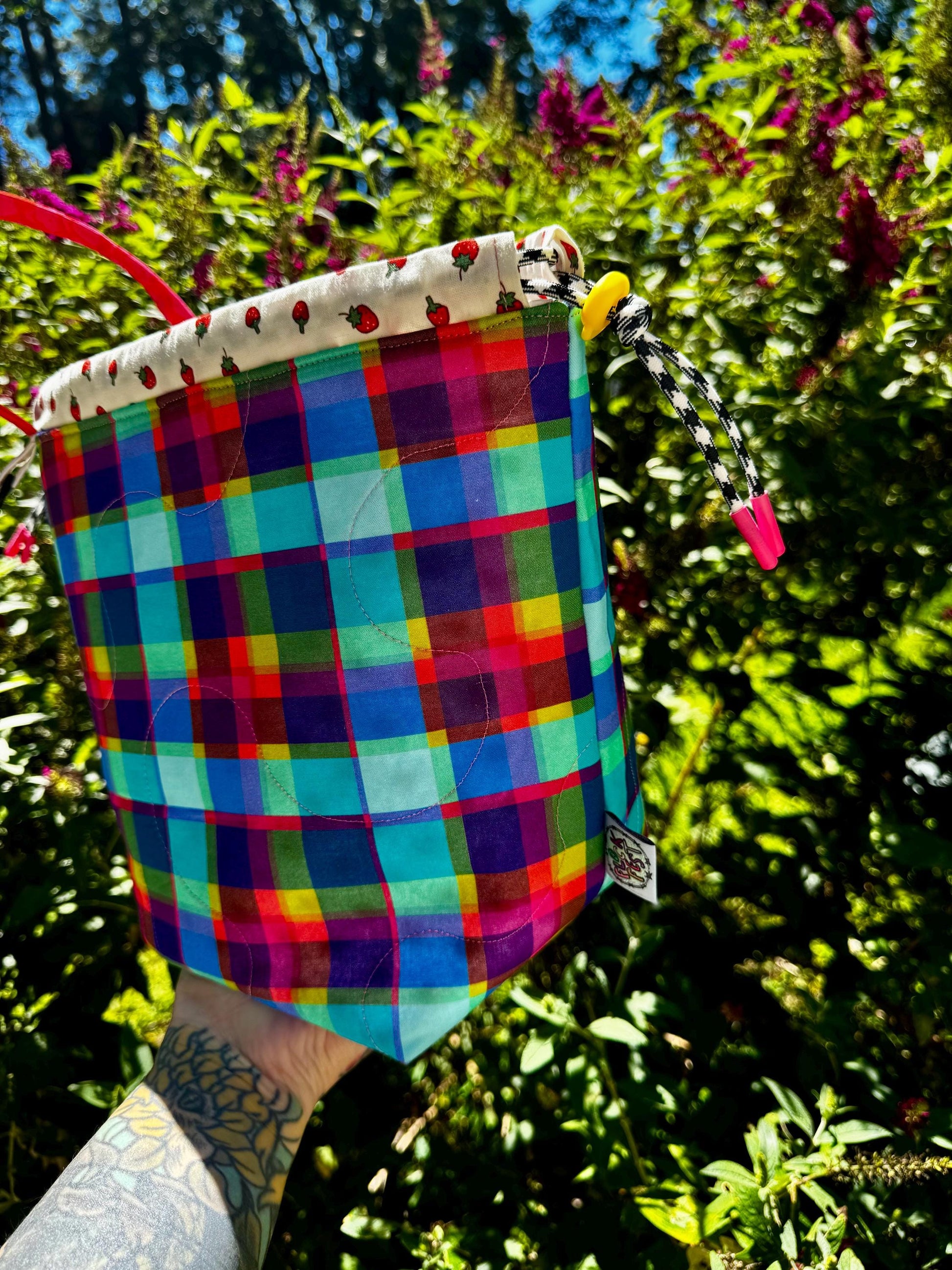 Ready 2 ship** Handmade quilted knitting or crochet project bag and yarn bowl