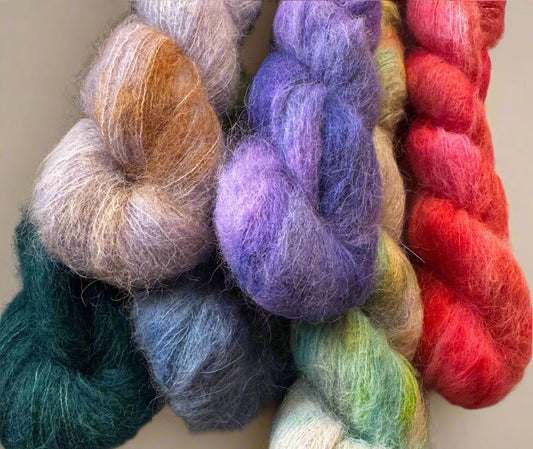 Fluffy Suri Alpaca Silk Mini Hanks | Soft & Luxurious Yarn